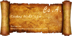 Csaby Alícia névjegykártya