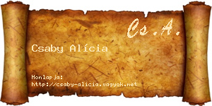 Csaby Alícia névjegykártya